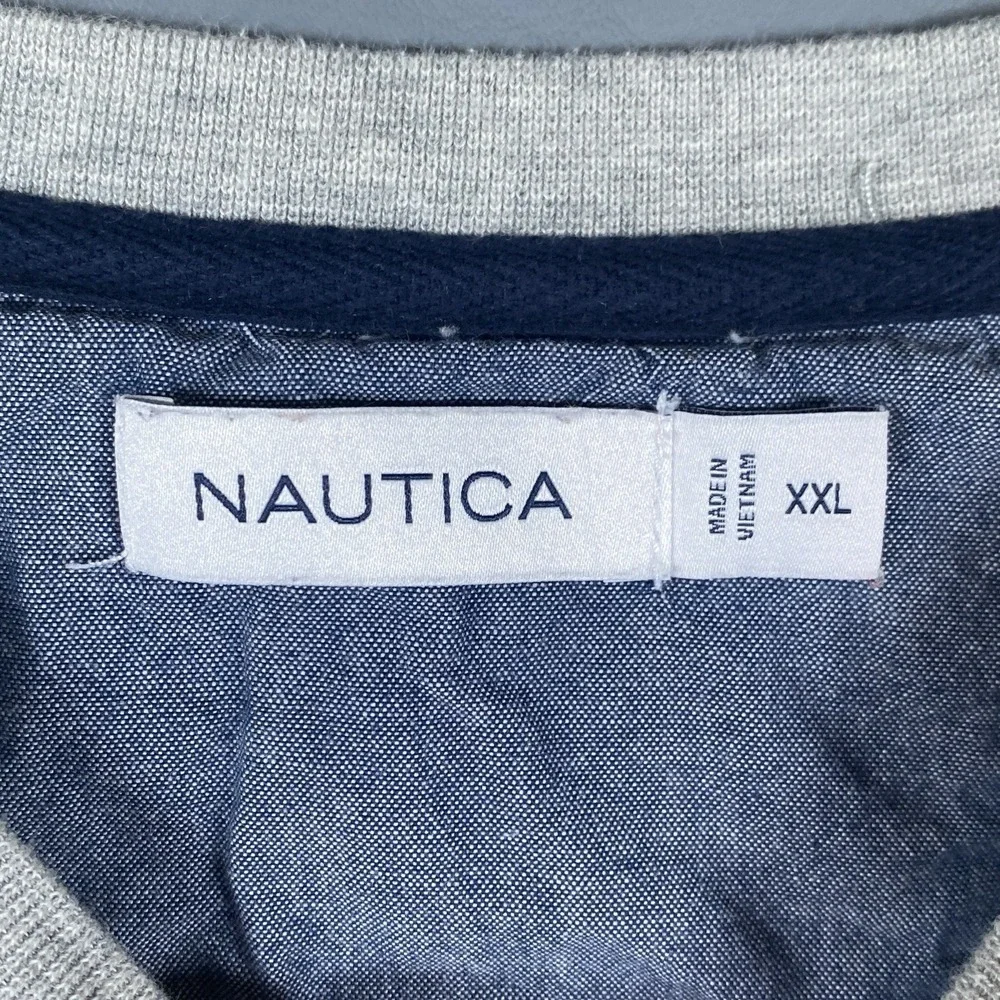 Vintage Y2K Nautica Gray Logo‎ Pullover Sweater Men's XXL